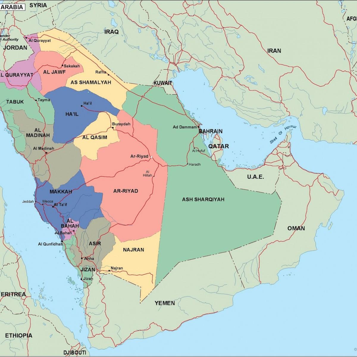 Peta bandar-bandar Arab Saudi