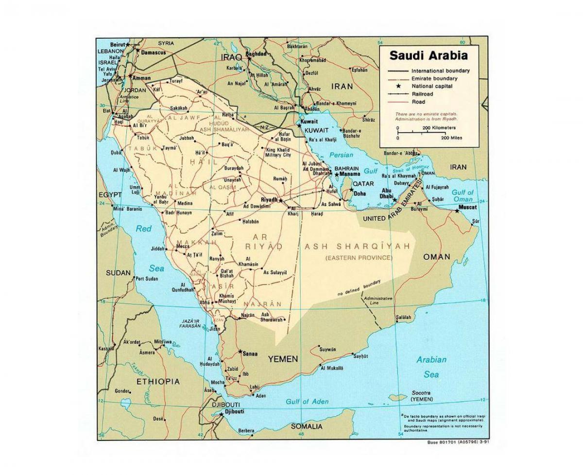 Arab Saudi dengan peta bandar-bandar besar