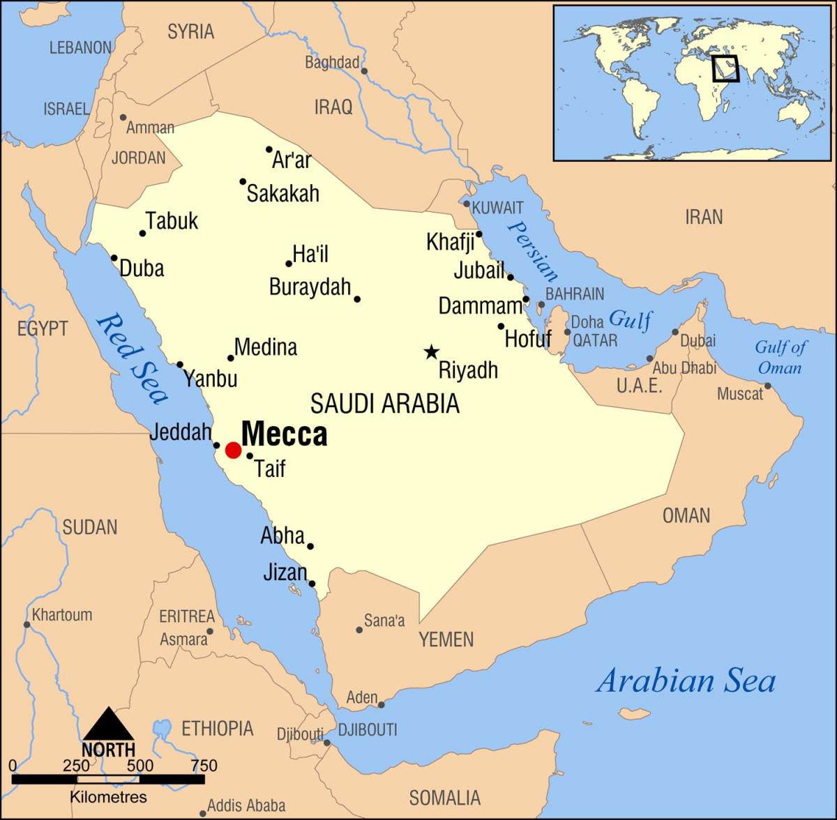 peta dari mekah di Arab Saudi