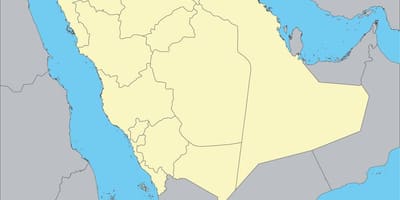Peta dunia menunjukkan Arab Saudi